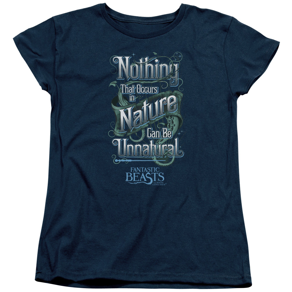 AN OFFCIALLY LICENSED FANTASTIC BEASTS UNNATURAL WOMEN'S REGULAR FIT T-SHIRT NAVY