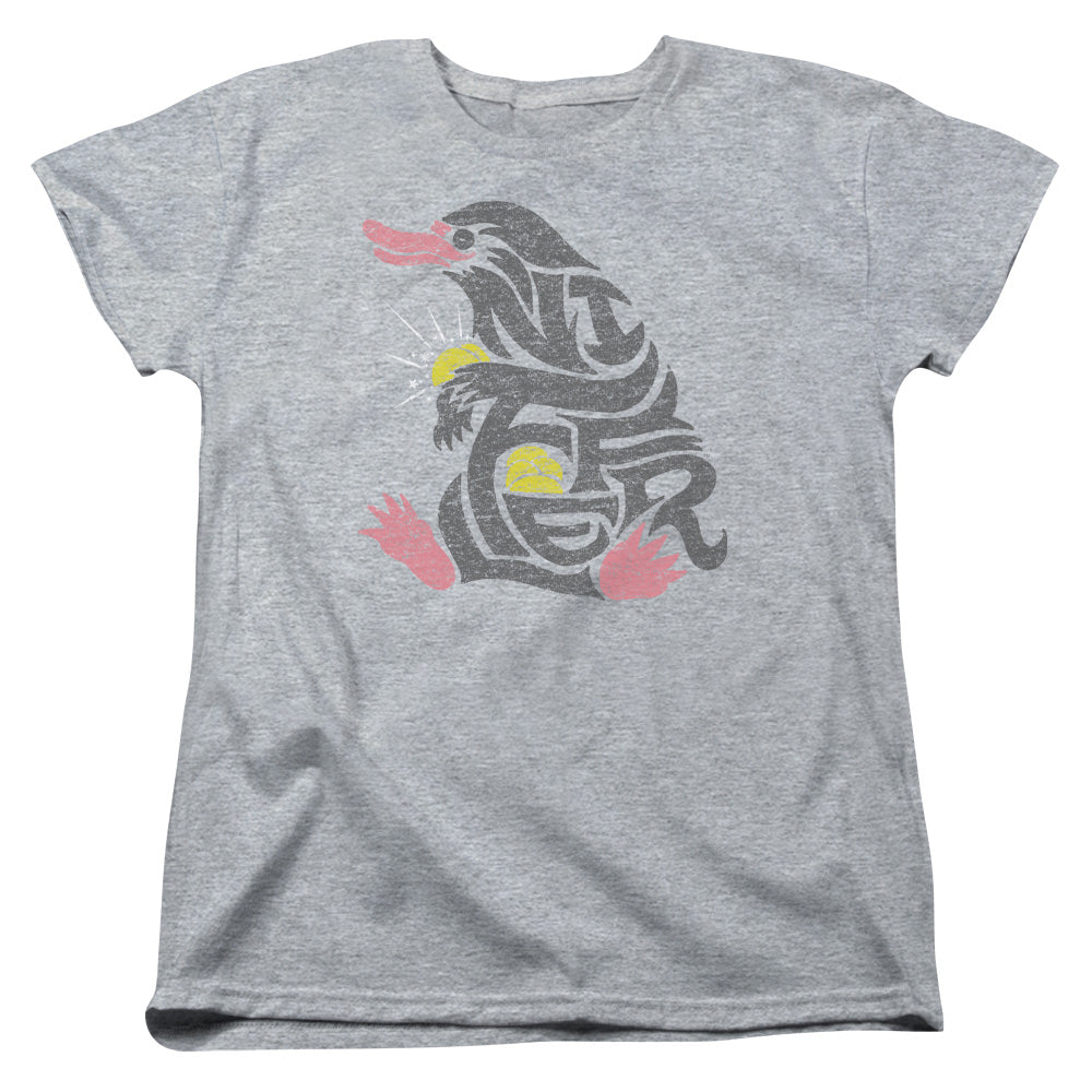 AN OFFCIALLY LICENSED FANTASTIC BEASTS NIFFLER WOMEN'S REGULAR FIT T-SHIRT ATHLETIC HEATHER