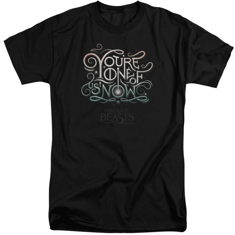 AN OFFCIALLY LICENSED FANTASTIC BEASTS ONE OF US MEN'S TALL FIT T-SHIRT BLACK