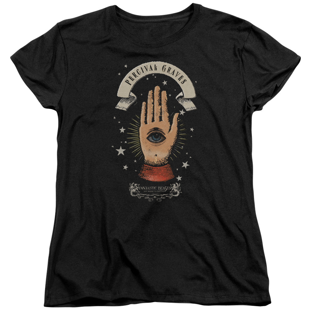 AN OFFCIALLY LICENSED FANTASTIC BEASTS PERCIVAL GRAVES WOMEN'S REGULAR FIT T-SHIRT BLACK