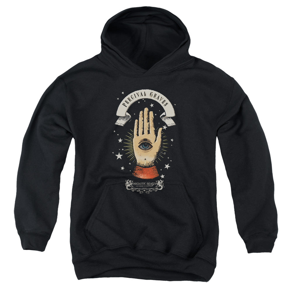 AN OFFCIALLY LICENSED FANTASTIC BEASTS PERCIVAL GRAVES YOUTH HOODIE BLACK