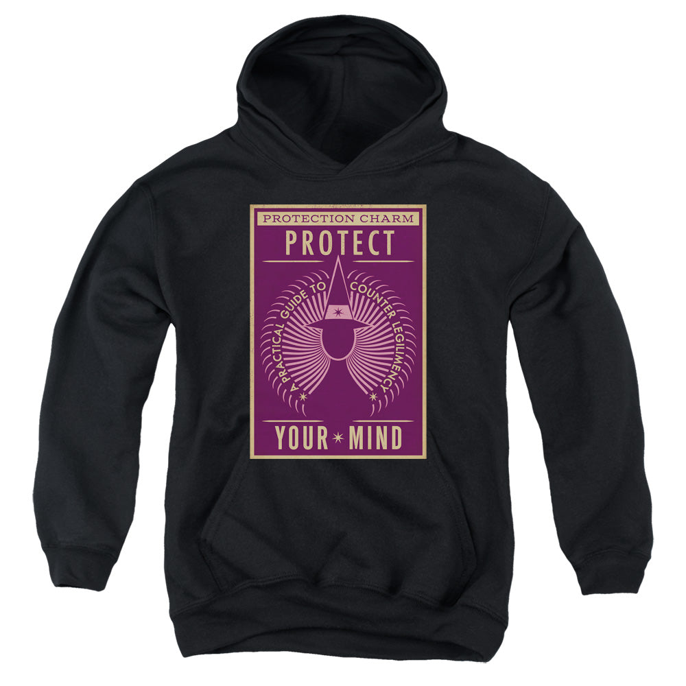 AN OFFCIALLY LICENSED FANTASTIC BEASTS PROTECT YOUR MIND YOUTH HOODIE BLACK