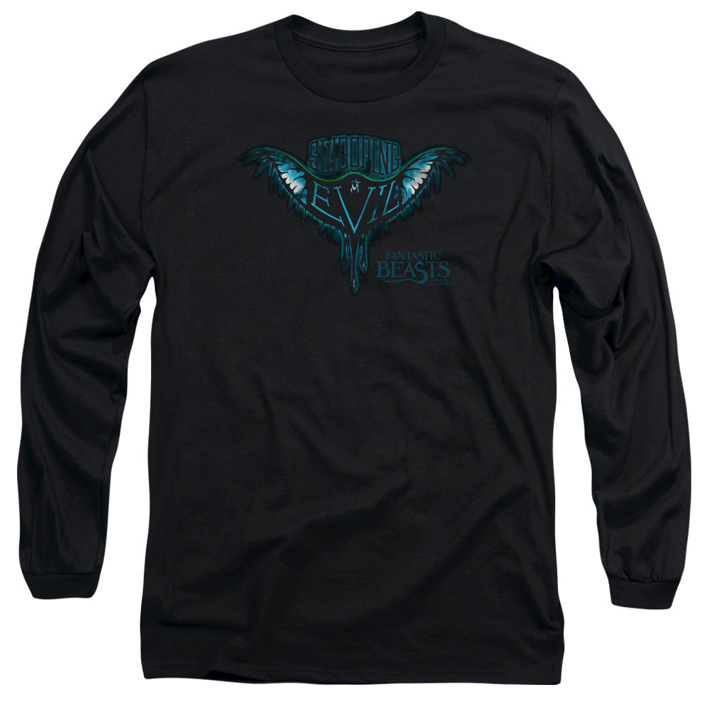 AN OFFCIALLY LICENSED FANTASTIC BEASTS SWOOPING EVIL MEN'S LONG SLEEVE T-SHIRT BLACK
