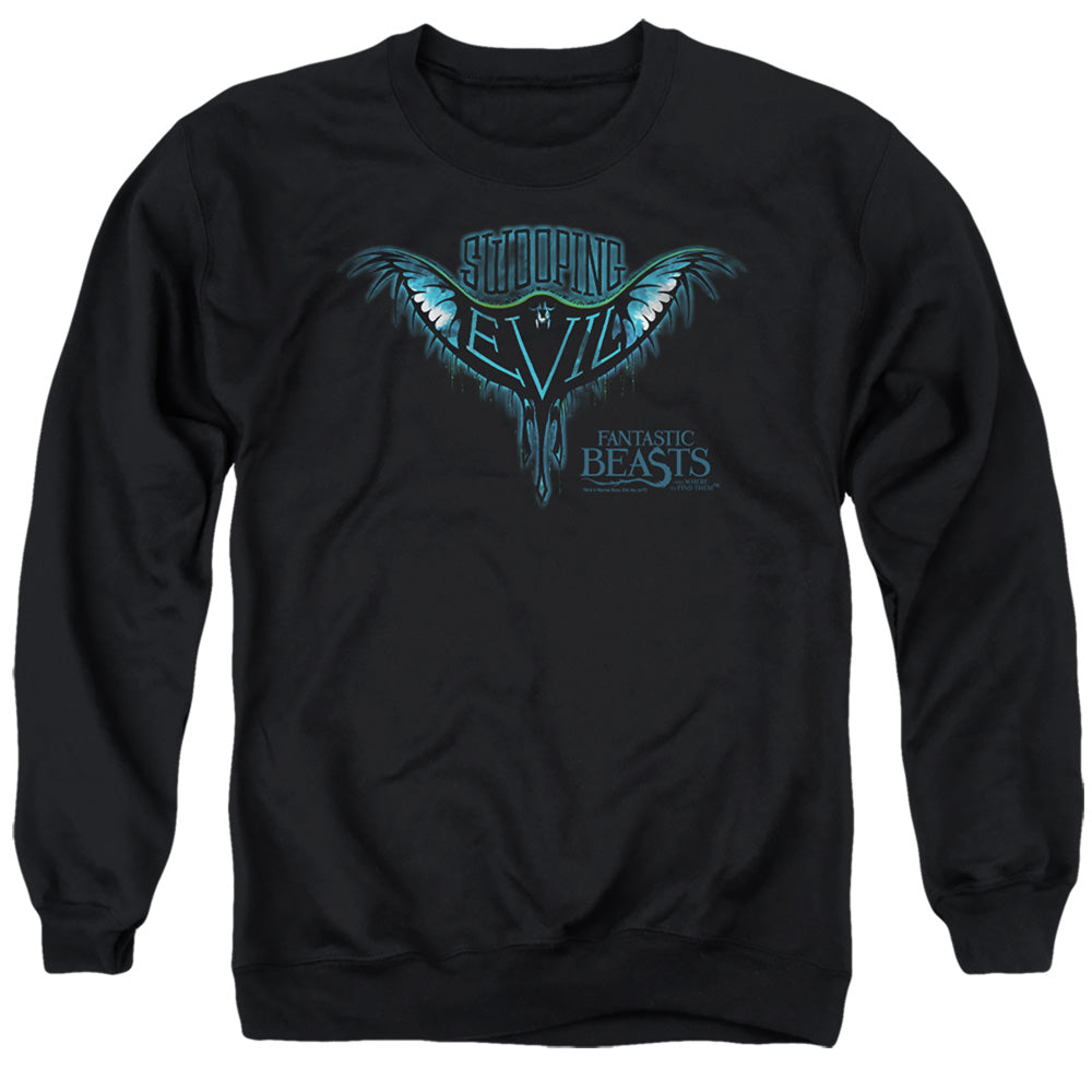 AN OFFCIALLY LICENSED FANTASTIC BEASTS SWOOPING EVIL ADULT UNISEX CREWNECK SWEATSHIRT BLACK