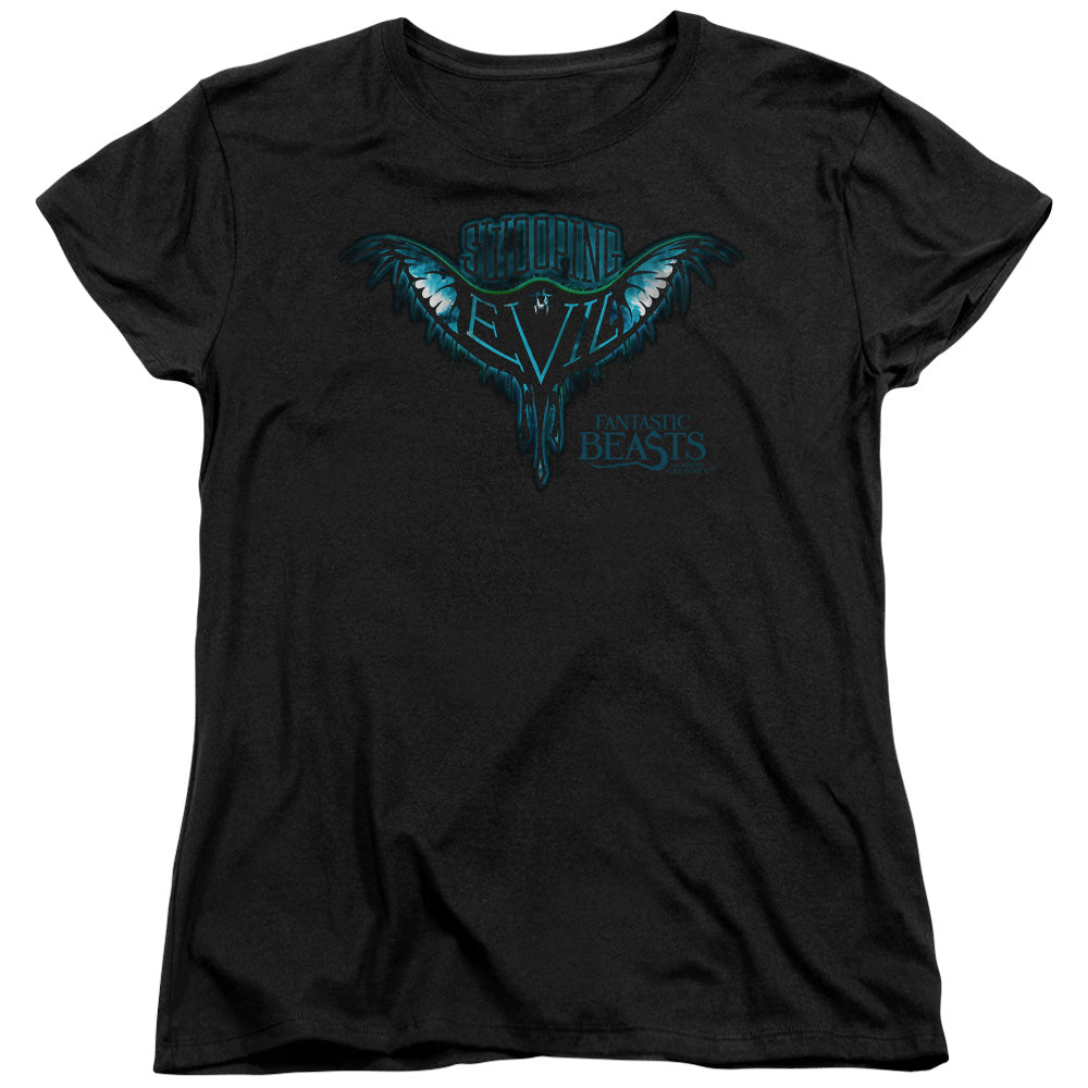 AN OFFCIALLY LICENSED FANTASTIC BEASTS SWOOPING EVIL WOMEN'S REGULAR FIT T-SHIRT BLACK