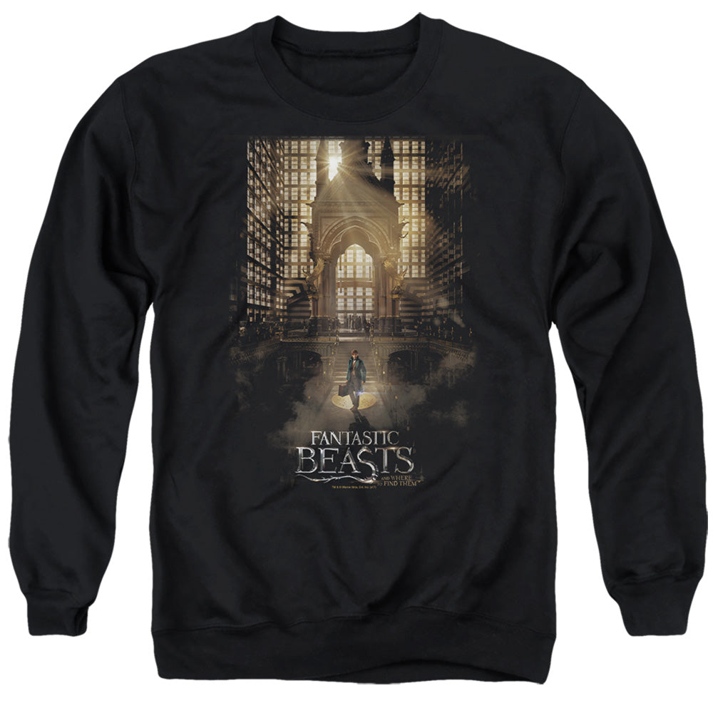 AN OFFCIALLY LICENSED FANTASTIC BEASTS POSTER ADULT UNISEX CREWNECK SWEATSHIRT BLACK
