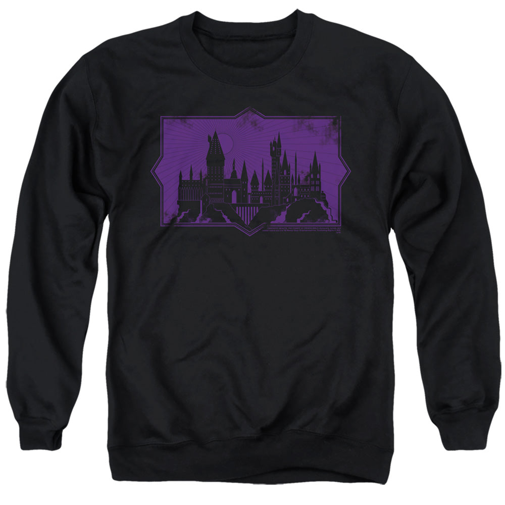 AN OFFCIALLY LICENSED FANTASTIC BEASTS 2 HOGWARTS SILHOUETTE ADULT UNISEX CREWNECK SWEATSHIRT BLACK