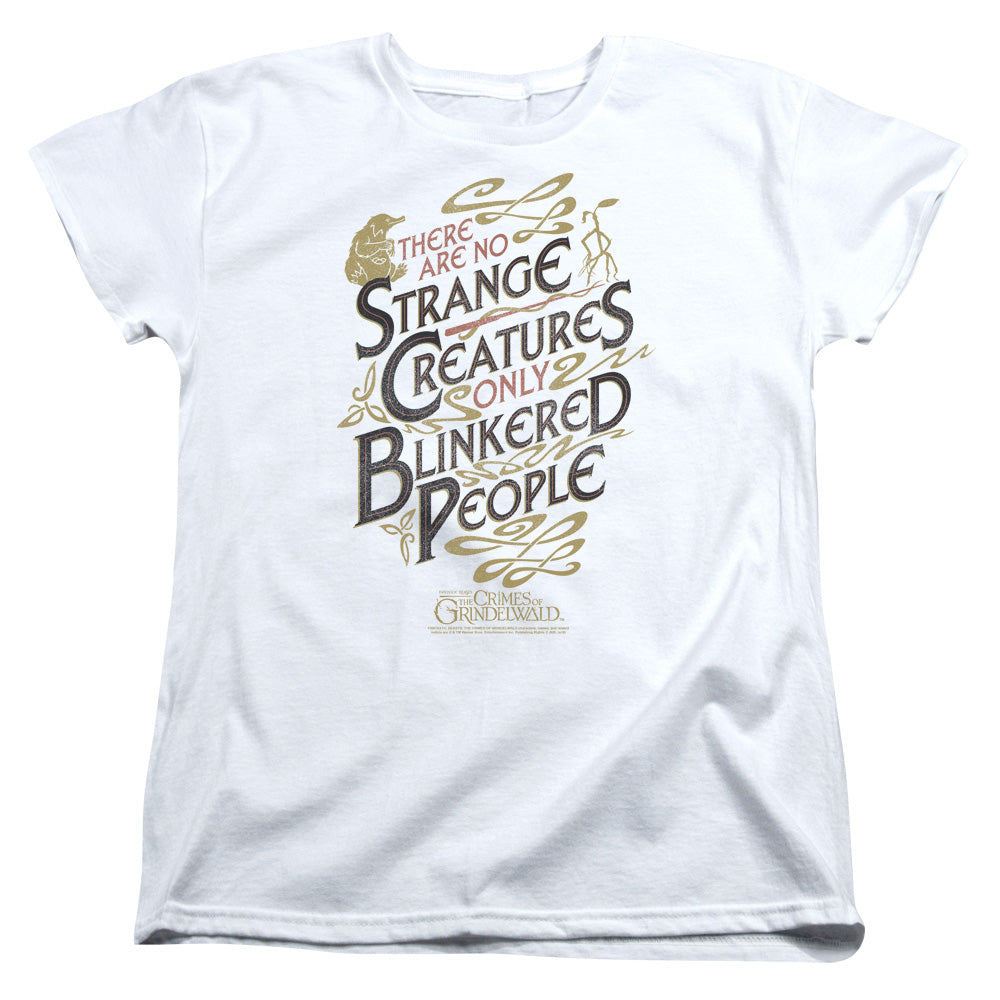 AN OFFCIALLY LICENSED FANTASTIC BEASTS 2 BLINKERED PEOPLE WOMEN'S REGULAR FIT T-SHIRT WHITE