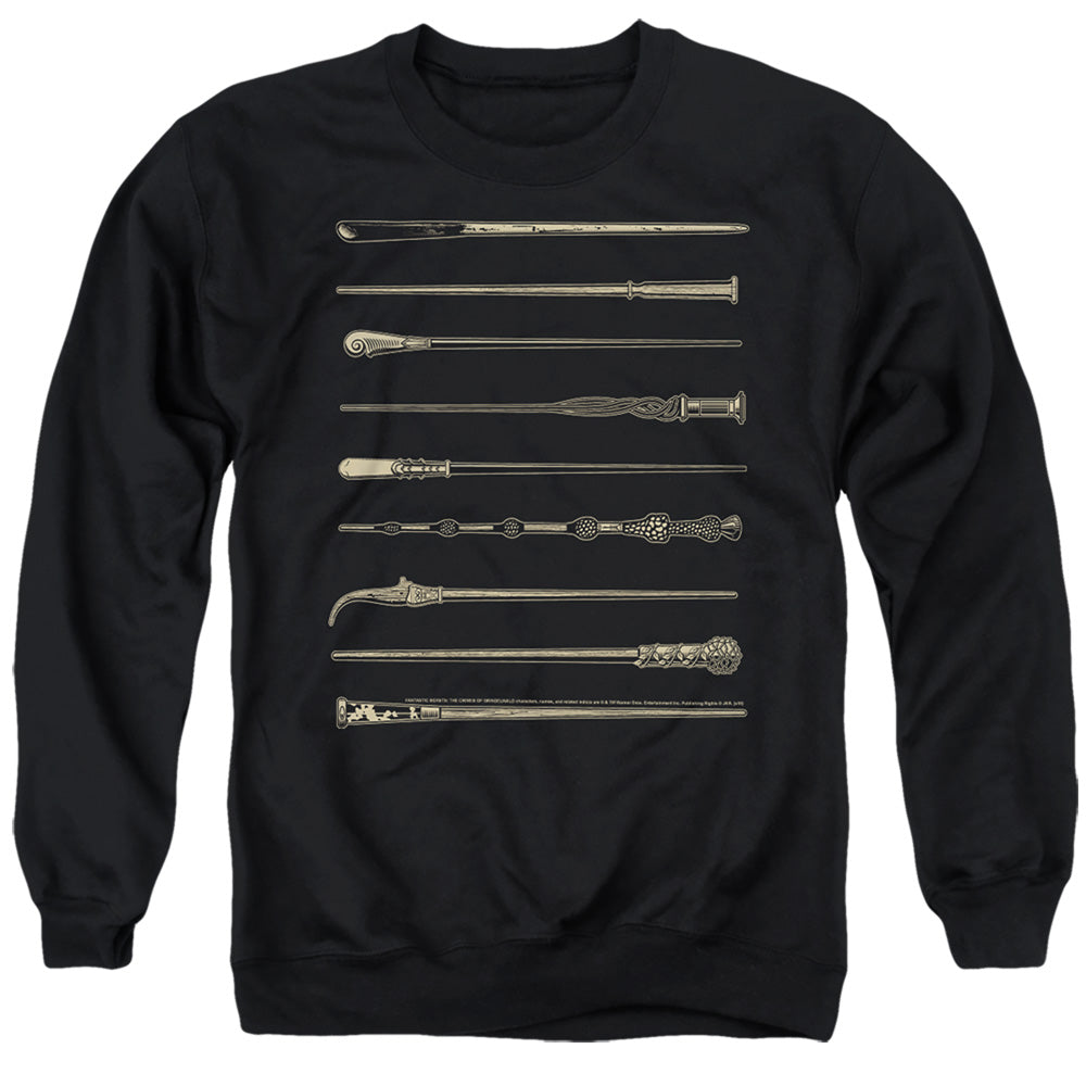 AN OFFCIALLY LICENSED FANTASTIC BEASTS 2 WANDS ADULT UNISEX CREWNECK SWEATSHIRT BLACK