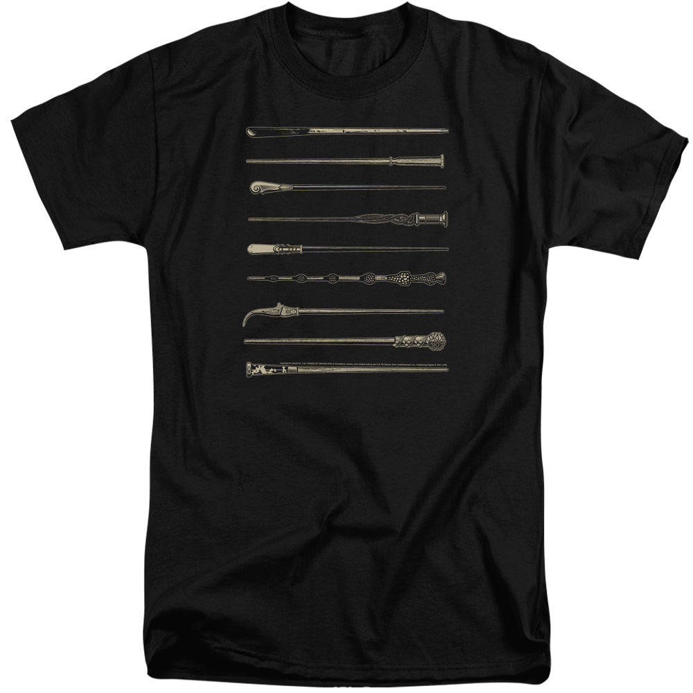 AN OFFCIALLY LICENSED FANTASTIC BEASTS 2 WANDS MEN'S TALL FIT T-SHIRT BLACK