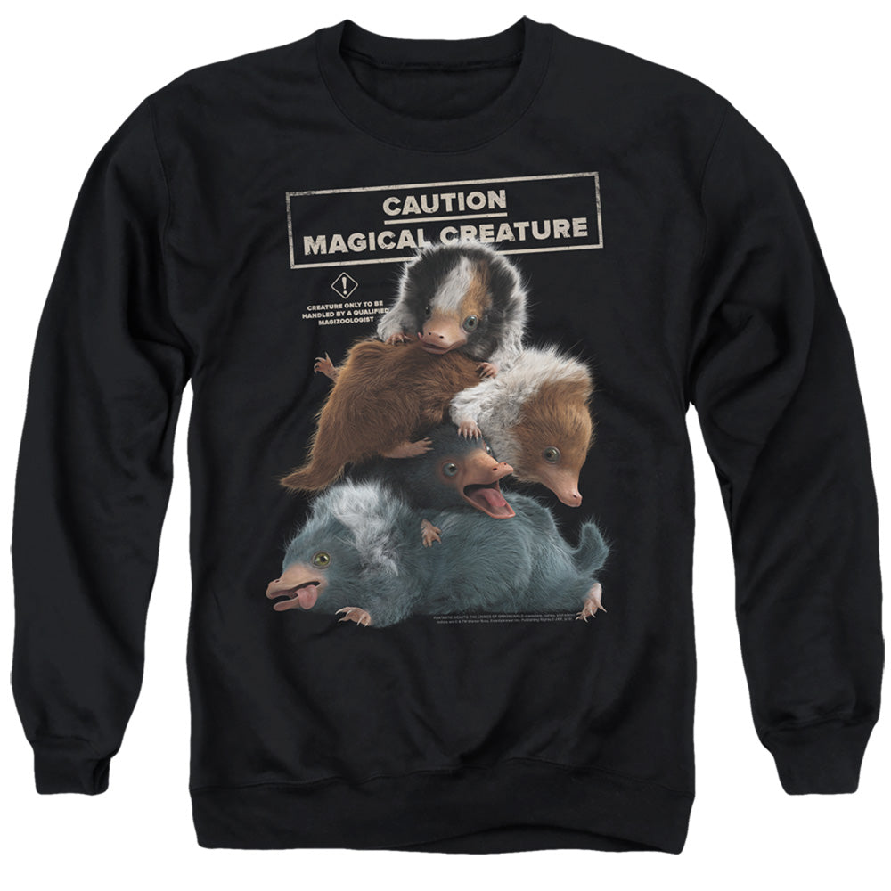 AN OFFCIALLY LICENSED FANTASTIC BEASTS 2 CUDDLE PUDDLE ADULT UNISEX CREWNECK SWEATSHIRT BLACK