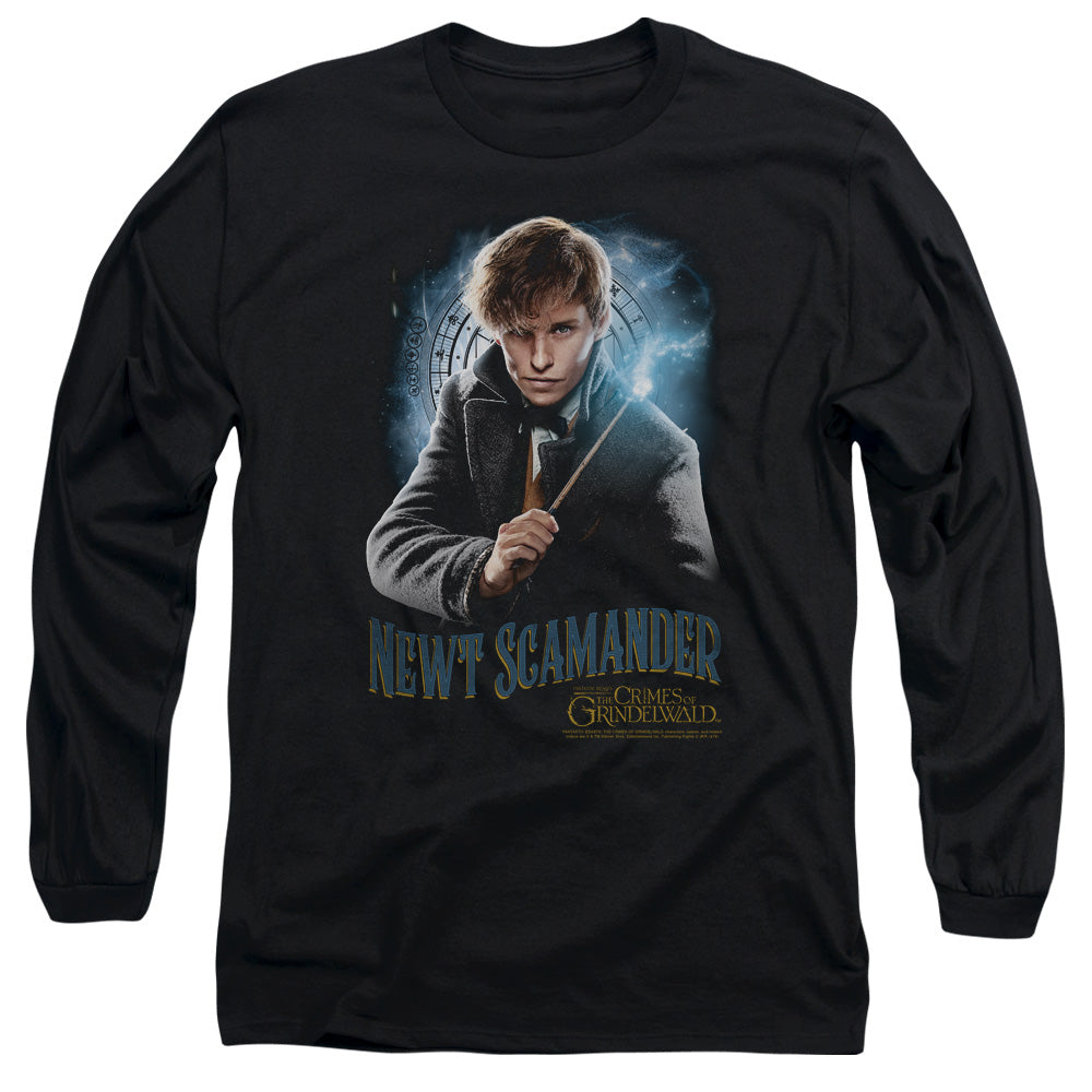 AN OFFCIALLY LICENSED FANTASTIC BEASTS 2 SCAMANDER MONOGRAM MEN'S LONG SLEEVE T-SHIRT BLACK