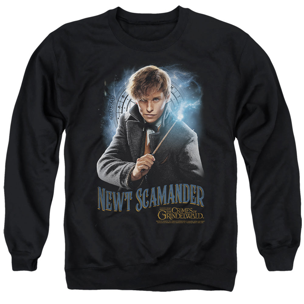 AN OFFCIALLY LICENSED FANTASTIC BEASTS 2 SCAMANDER MONOGRAM ADULT UNISEX CREWNECK SWEATSHIRT BLACK