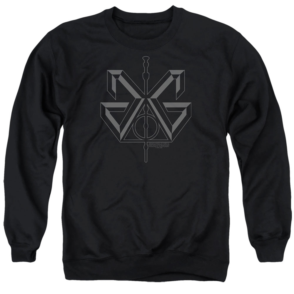 AN OFFCIALLY LICENSED FANTASTIC BEASTS 2 GRINDELWALD SIGIL ADULT UNISEX CREWNECK SWEATSHIRT BLACK