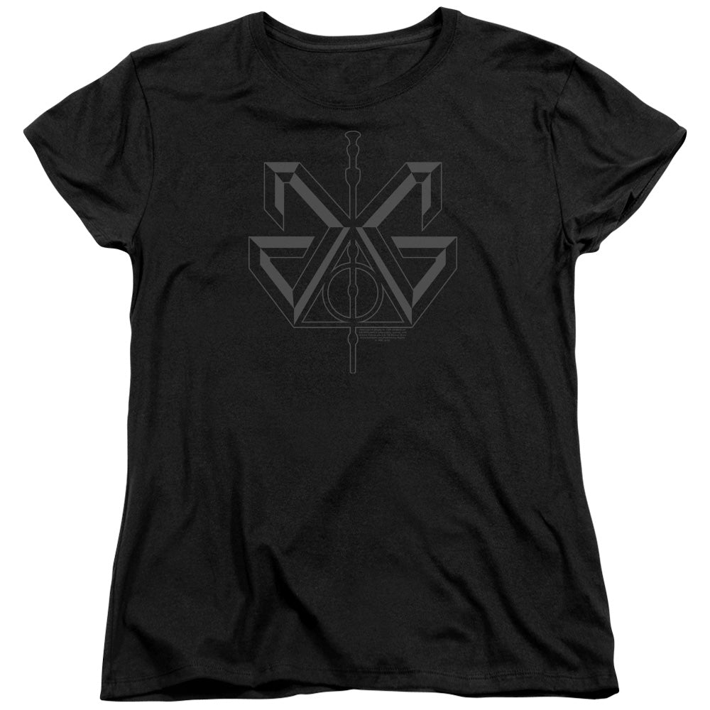 AN OFFCIALLY LICENSED FANTASTIC BEASTS 2 GRINDELWALD SIGIL WOMEN'S REGULAR FIT T-SHIRT BLACK
