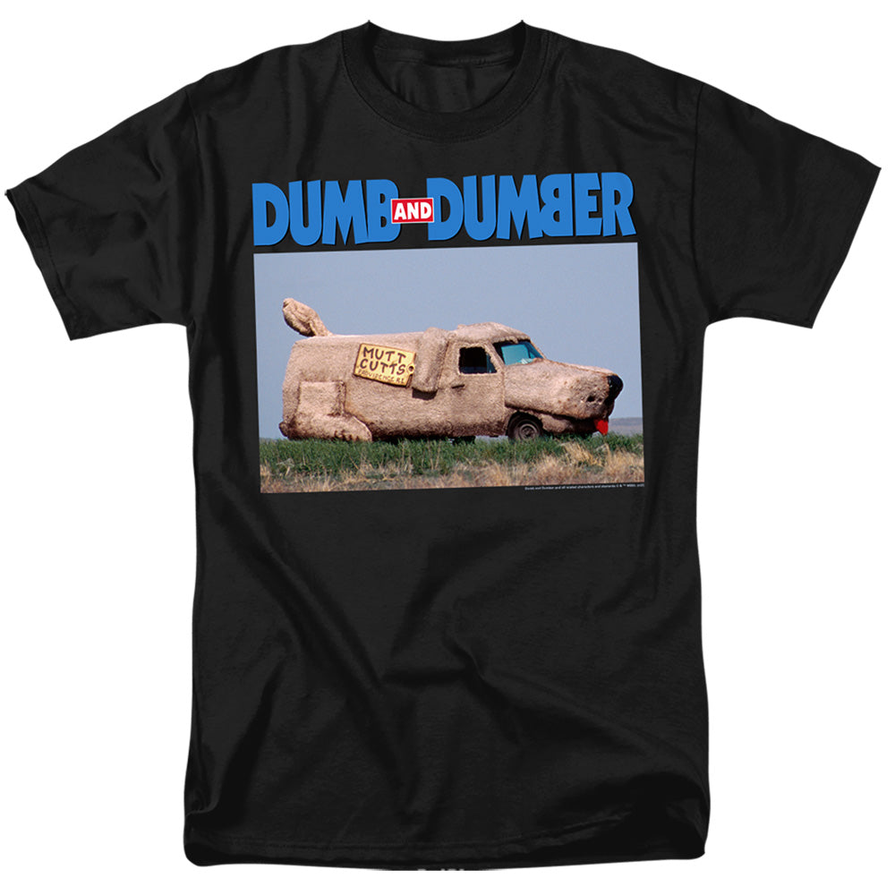 AN OFFCIALLY LICENSED DUMB AND DUMBER MUTT CUTTS MEN'S REGULAR FIT T-SHIRT BLACK