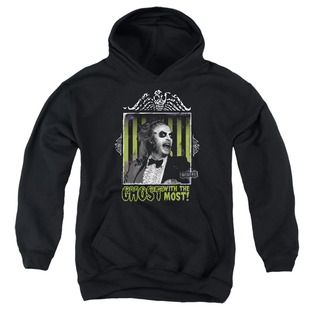 AN OFFCIALLY LICENSED BEETLEJUICE GHOST YOUTH HOODIE BLACK