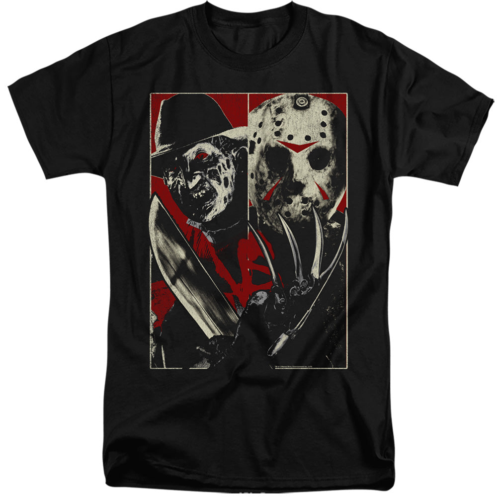 AN OFFCIALLY LICENSED FREDDY VS JASON VS MEN'S TALL FIT T-SHIRT BLACK