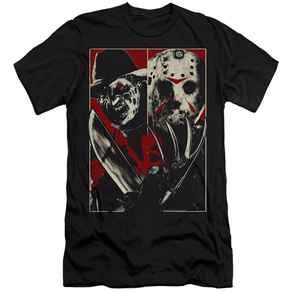 AN OFFCIALLY LICENSED FREDDY VS JASON VS MEN'S PREMIUM SLIM FIT T-SHIRT BLACK