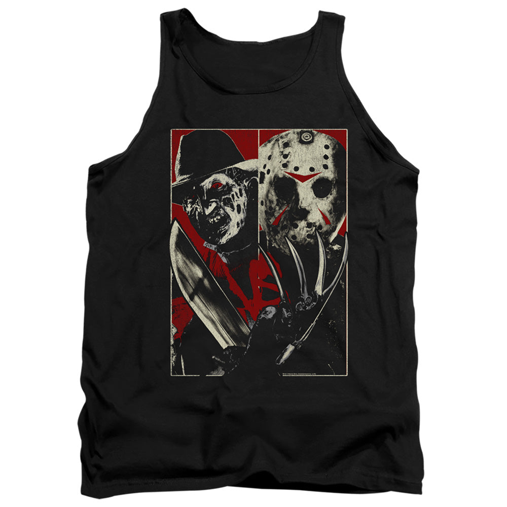 AN OFFCIALLY LICENSED FREDDY VS JASON VS ADULT UNISEX TANK TOP BLACK
