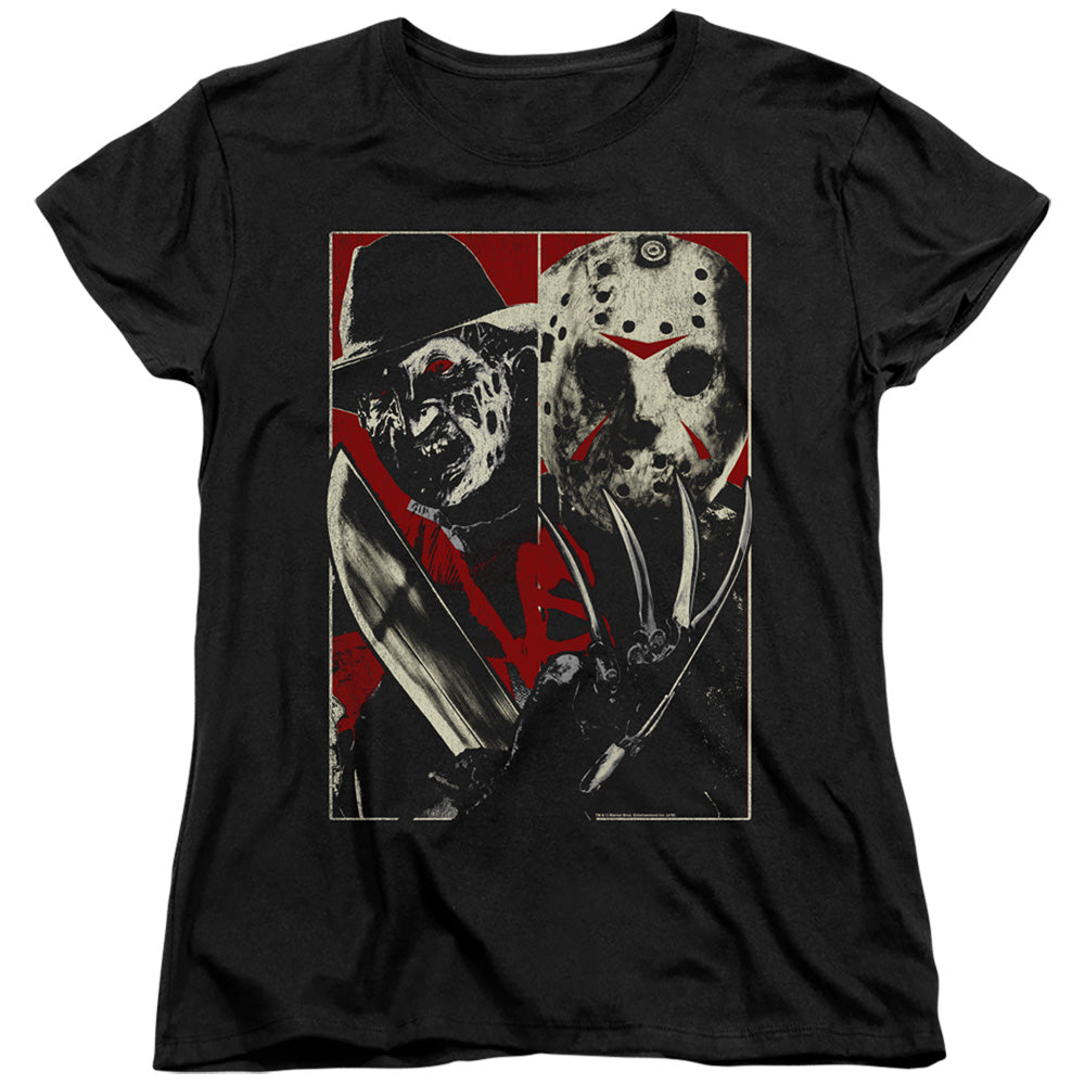 AN OFFCIALLY LICENSED FREDDY VS JASON VS WOMEN'S REGULAR FIT T-SHIRT BLACK