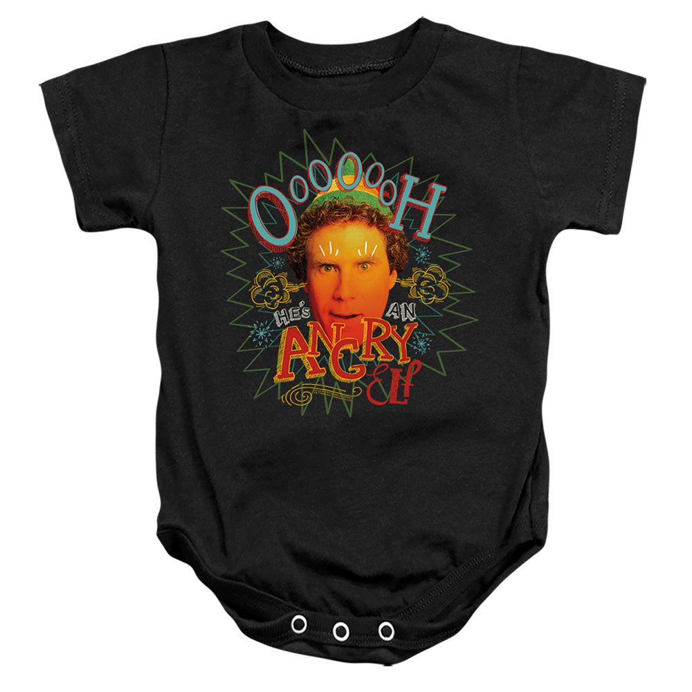 AN OFFCIALLY LICENSED ELF OOOOOH HE'S AN ANGRY ELF BABY BODYSUIT BLACK