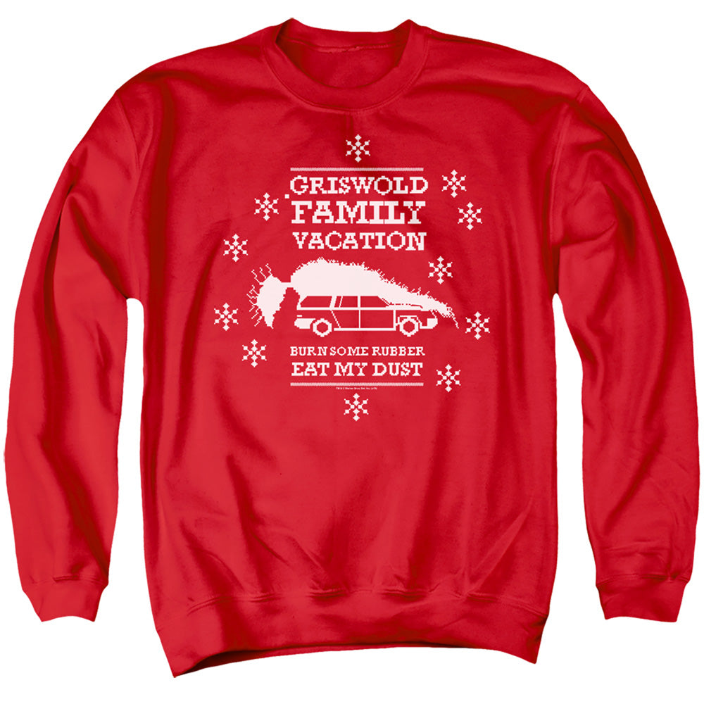 AN OFFCIALLY LICENSED CHRISTMAS VACATION BURN SOME RUBBER ADULT UNISEX CREWNECK SWEATSHIRT RED