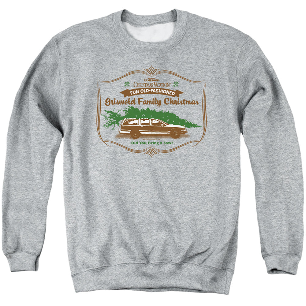 AN OFFCIALLY LICENSED CHRISTMAS VACATION DID YOU BRING A SAW? ADULT UNISEX CREWNECK SWEATSHIRT ATHLETIC HEATHER