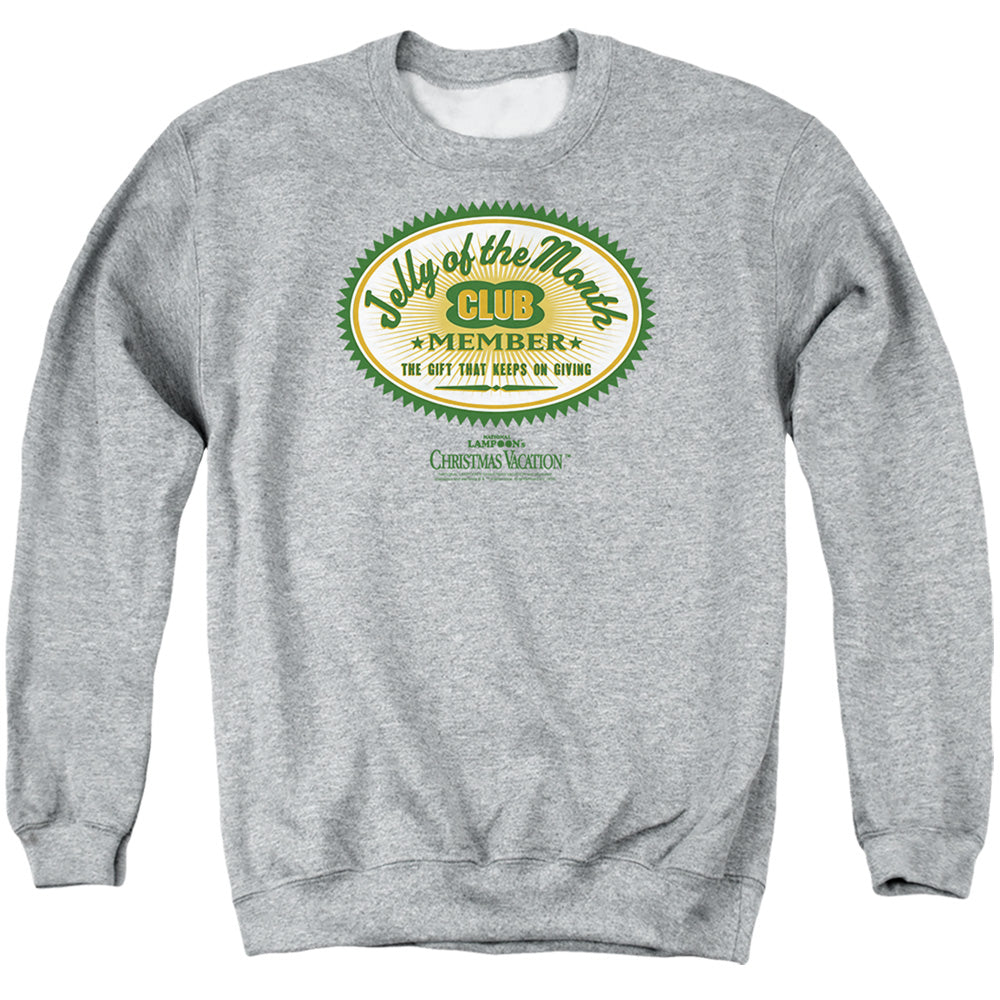 AN OFFCIALLY LICENSED CHRISTMAS VACATION JELLY OF THE MONTH CLUB MEMBER ADULT UNISEX CREWNECK SWEATSHIRT ATHLETIC HEATHER