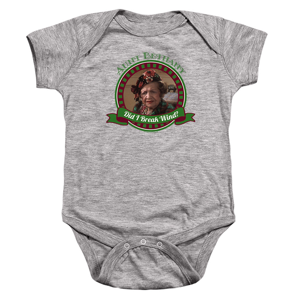 AN OFFCIALLY LICENSED CHRISTMAS VACATION BREAK WIND BABY BODYSUIT ATHLETIC HEATHER
