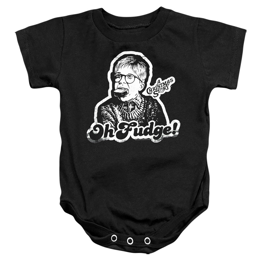 AN OFFCIALLY LICENSED A CHRISTMAS STORY OH FUDGE AGAIN BABY BODYSUIT BLACK