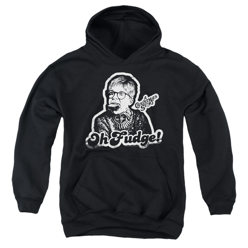 AN OFFCIALLY LICENSED A CHRISTMAS STORY OH FUDGE AGAIN YOUTH HOODIE BLACK