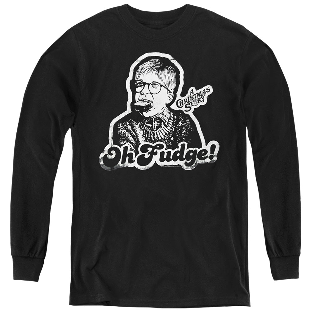 AN OFFCIALLY LICENSED A CHRISTMAS STORY OH FUDGE AGAIN YOUTH LONG SLEEVE T-SHIRT BLACK