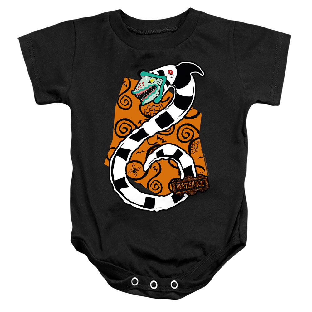 AN OFFCIALLY LICENSED BEETLEJUICE WORM BABY BODYSUIT BLACK