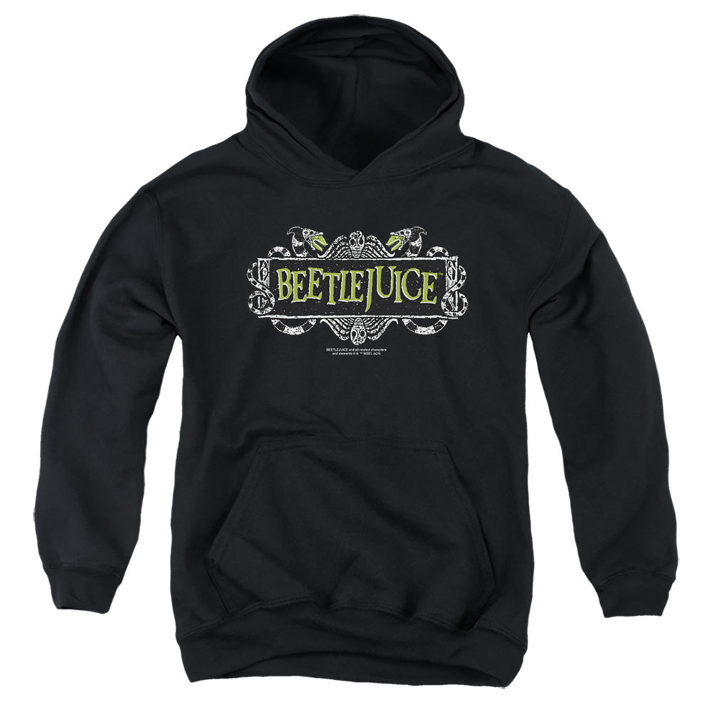 AN OFFCIALLY LICENSED BEETLEJUICE MOVIE LOGO YOUTH HOODIE BLACK