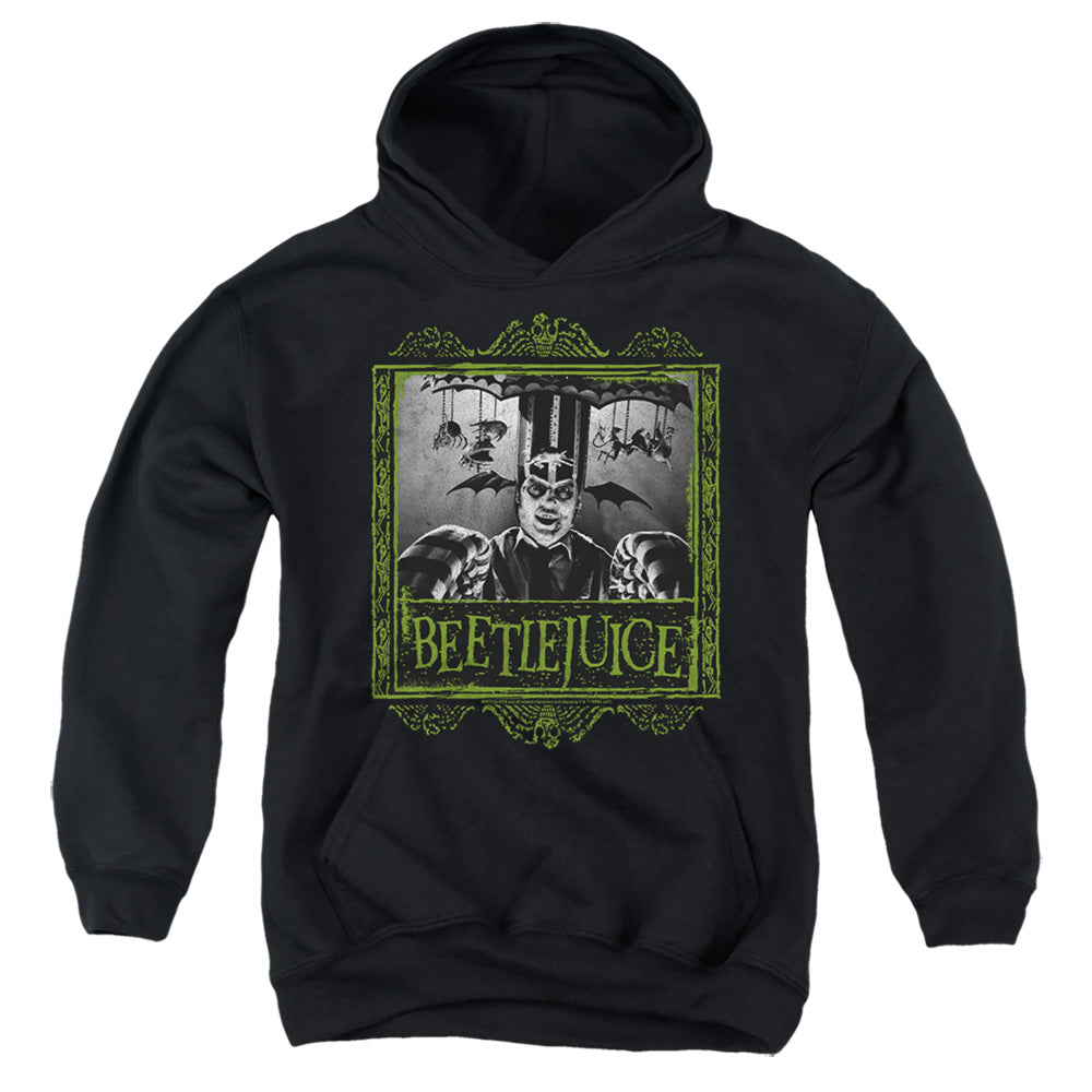 AN OFFCIALLY LICENSED BEETLEJUICE CAROUSEL BEETLEJUICE YOUTH HOODIE BLACK