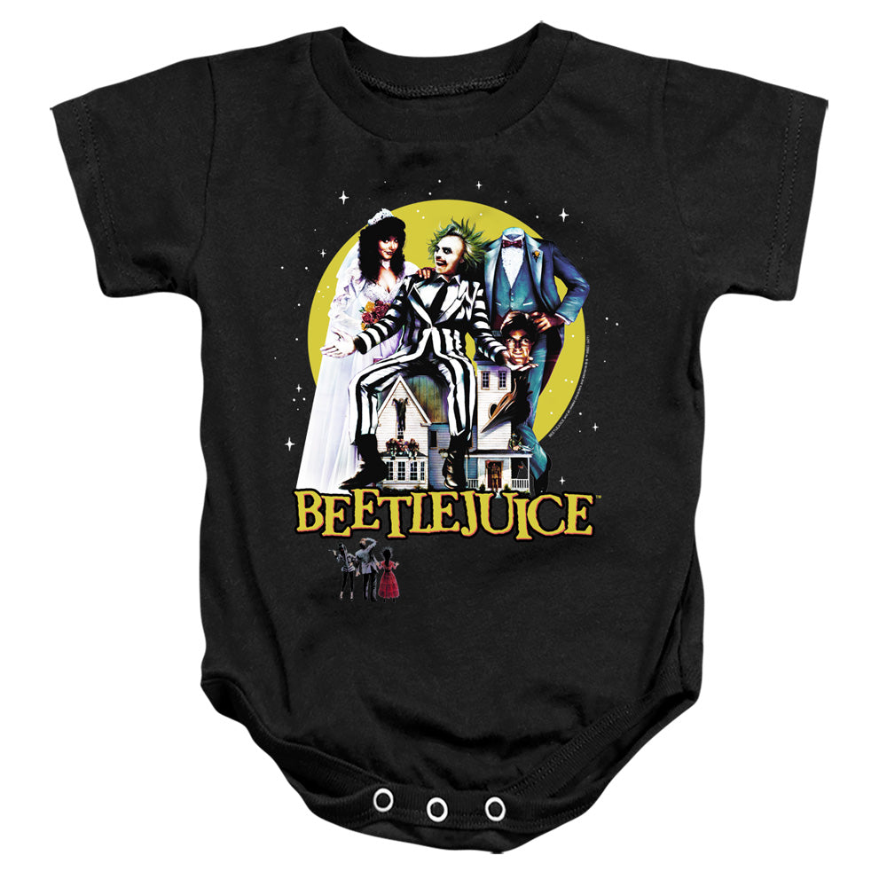 AN OFFCIALLY LICENSED BEETLEJUICE POSTER REVISITED BABY BODYSUIT BLACK