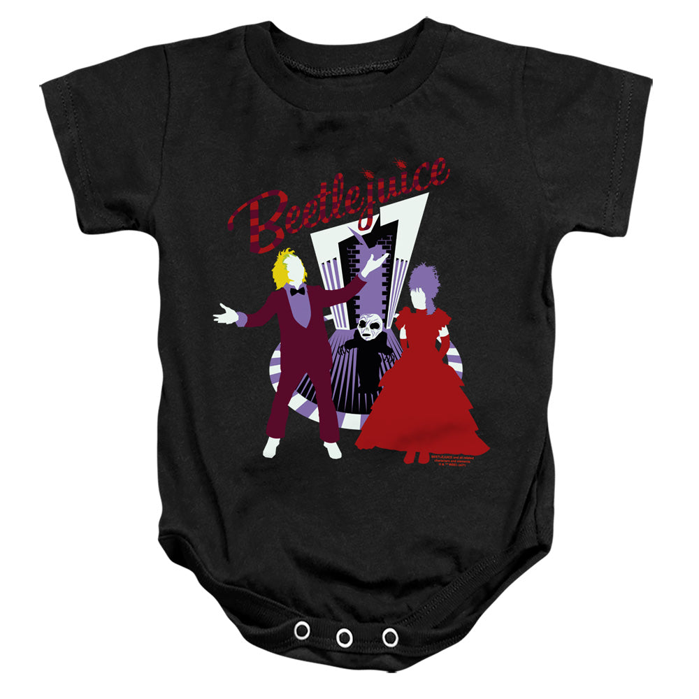 AN OFFCIALLY LICENSED BEETLEJUICE THE VOWS BABY BODYSUIT BLACK