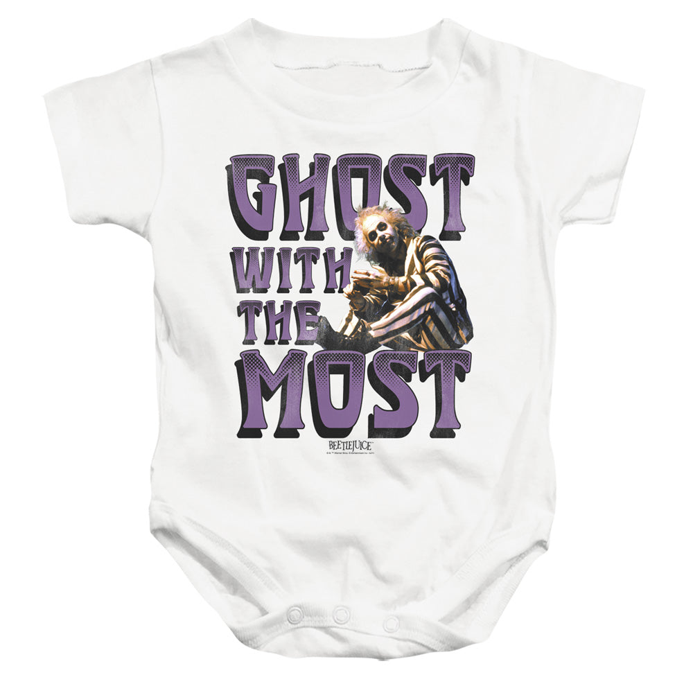 AN OFFCIALLY LICENSED BEETLEJUICE MOST BABY BODYSUIT WHITE