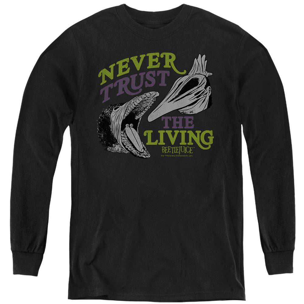 AN OFFCIALLY LICENSED BEETLEJUICE NEVER TRUST YOUTH LONG SLEEVE T-SHIRT BLACK