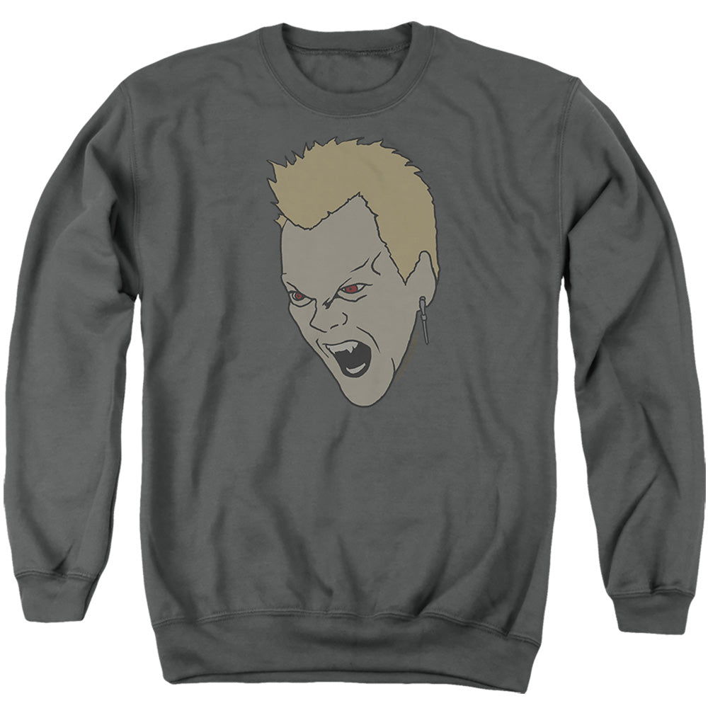 AN OFFCIALLY LICENSED LOST BOYS VAMP FACE ADULT UNISEX CREWNECK SWEATSHIRT CHARCOAL