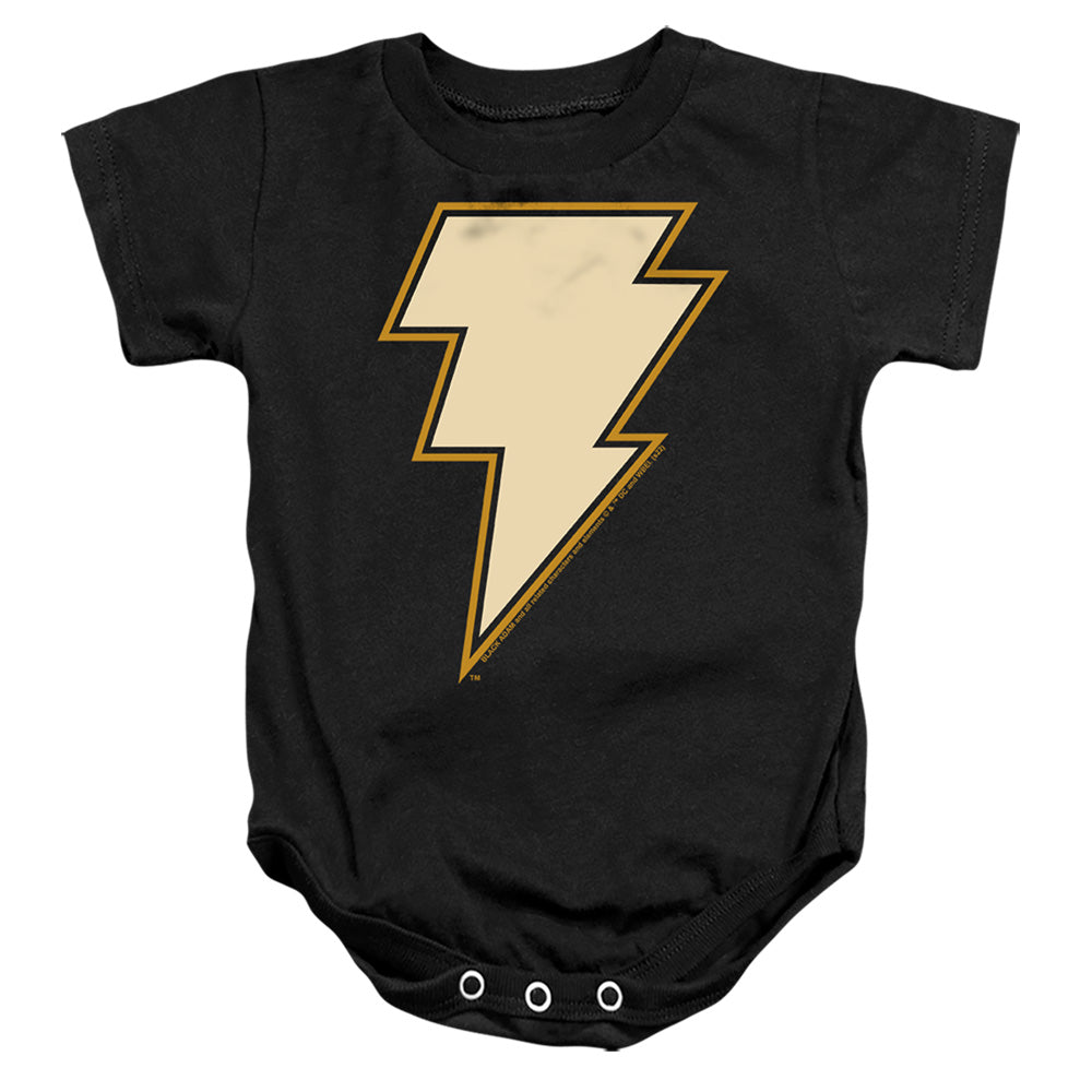 AN OFFCIALLY LICENSED BLACK ADAM BLACK ADAM CHEST EMBLEM BABY BODYSUIT BLACK