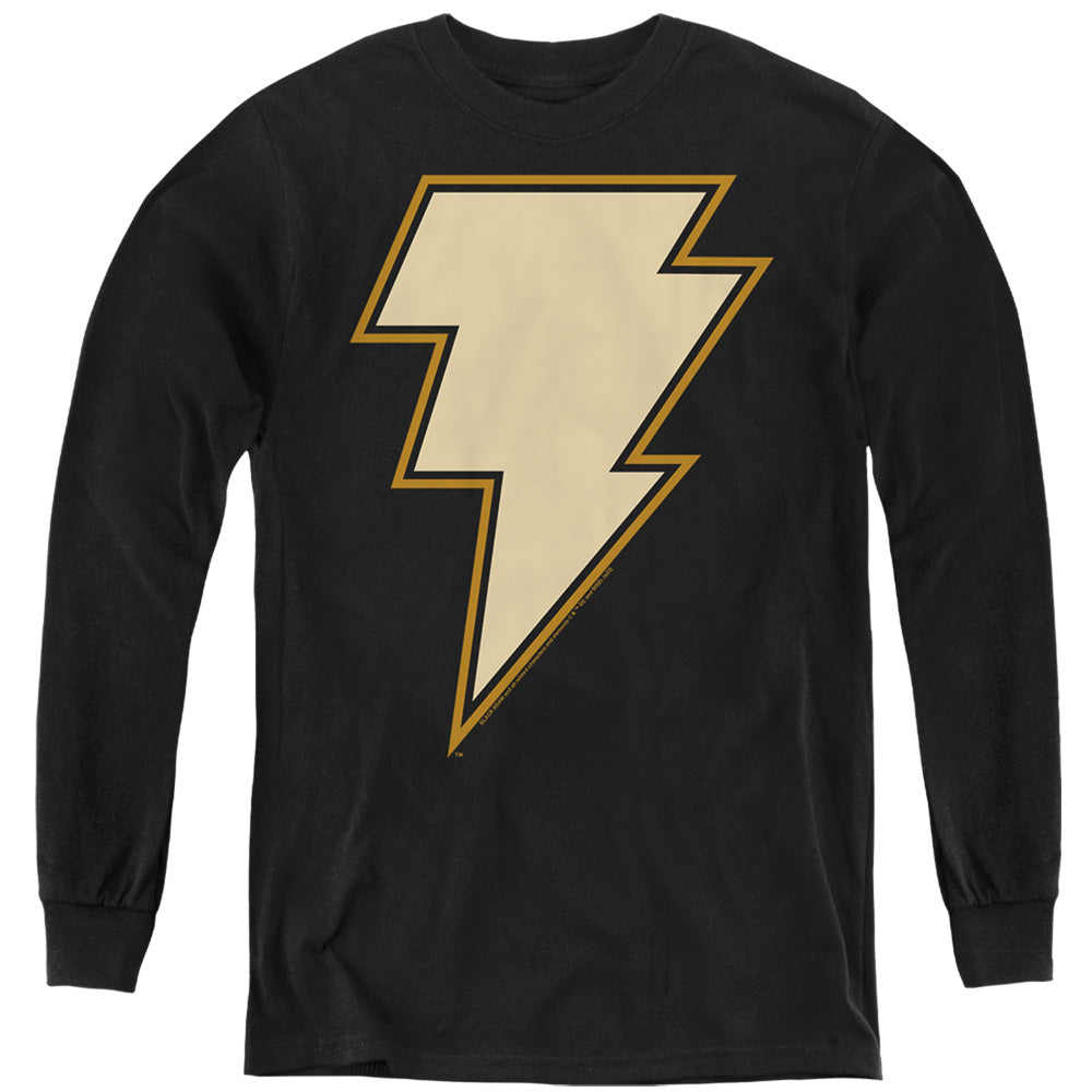 AN OFFCIALLY LICENSED BLACK ADAM BLACK ADAM CHEST EMBLEM YOUTH LONG SLEEVE T-SHIRT BLACK