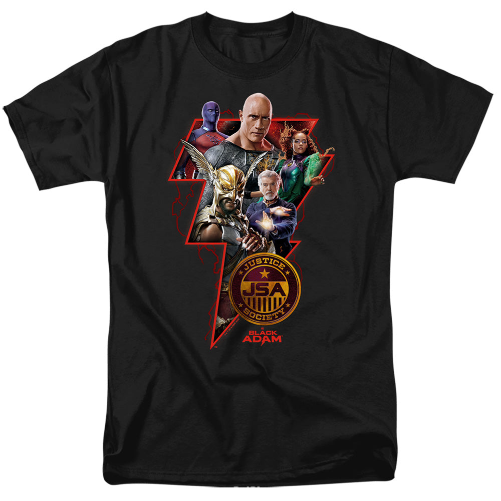 AN OFFCIALLY LICENSED BLACK ADAM BLACK ADAM CHARACTER BOLT MEN'S REGULAR FIT T-SHIRT BLACK