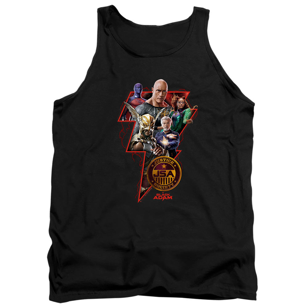 AN OFFCIALLY LICENSED BLACK ADAM BLACK ADAM CHARACTER BOLT ADULT UNISEX TANK TOP BLACK