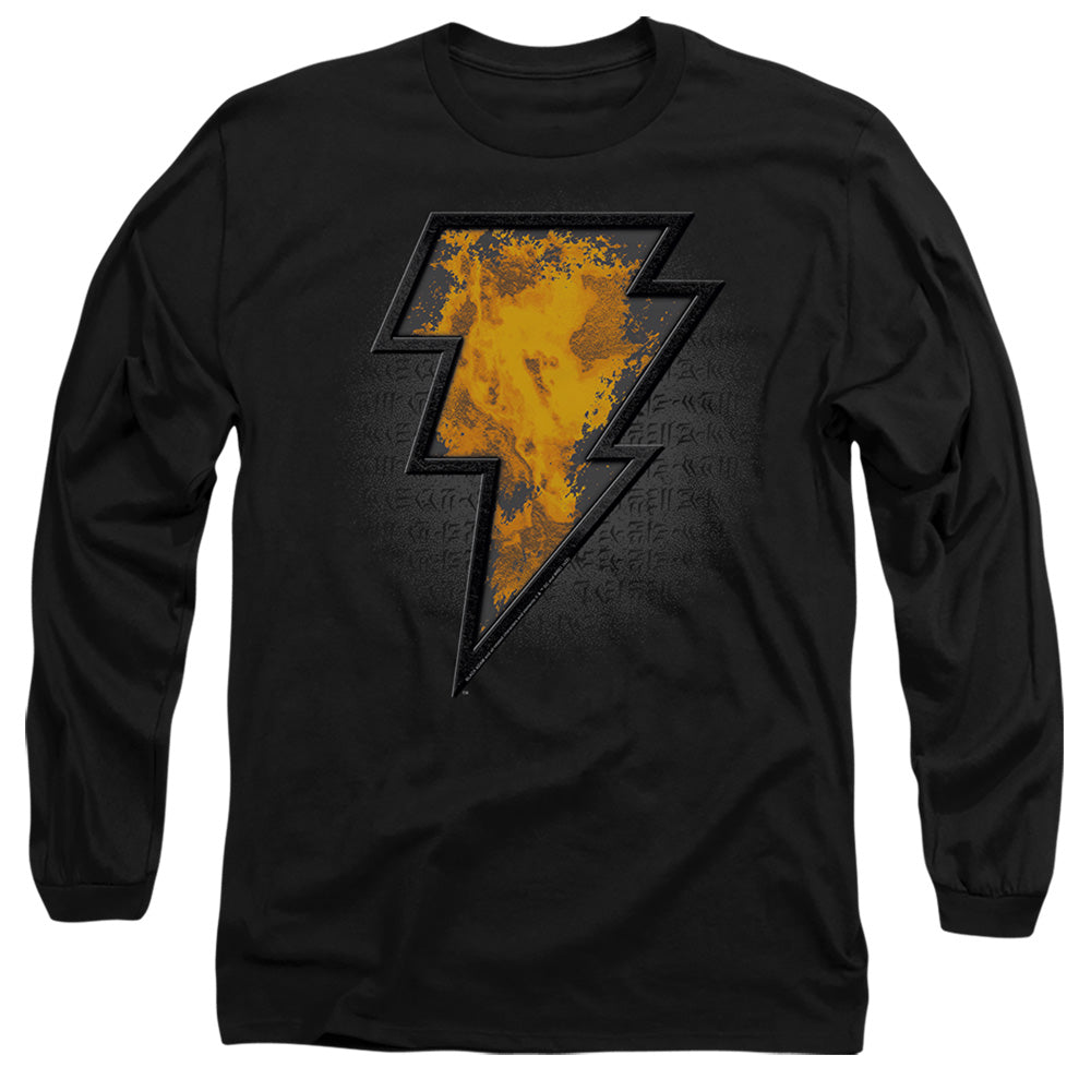 AN OFFCIALLY LICENSED BLACK ADAM BLACK ADAM BEVELED EMBLEM MEN'S LONG SLEEVE T-SHIRT BLACK