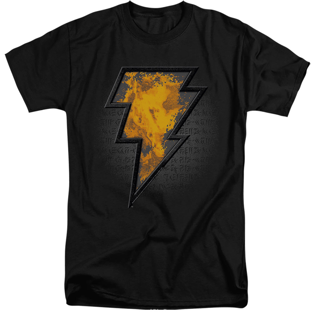 AN OFFCIALLY LICENSED BLACK ADAM BLACK ADAM BEVELED EMBLEM MEN'S TALL FIT T-SHIRT BLACK