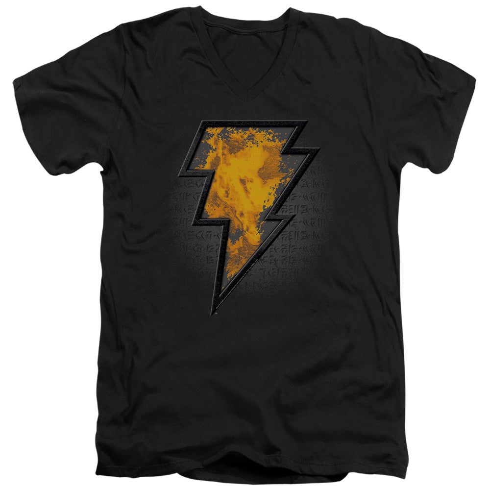 AN OFFCIALLY LICENSED BLACK ADAM BLACK ADAM BEVELED EMBLEM MEN'S V-NECK T-SHIRT BLACK