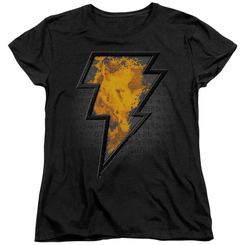 AN OFFCIALLY LICENSED BLACK ADAM BLACK ADAM BEVELED EMBLEM WOMEN'S REGULAR FIT T-SHIRT BLACK