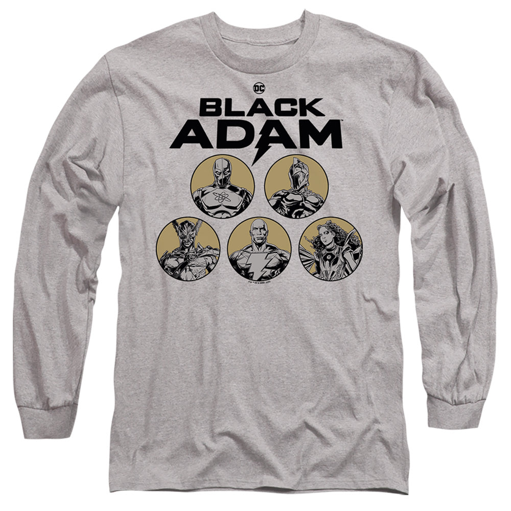 AN OFFCIALLY LICENSED BLACK ADAM BLACK ADAM CONTRAST GROUP MEN'S LONG SLEEVE T-SHIRT ATHLETIC HEATHER